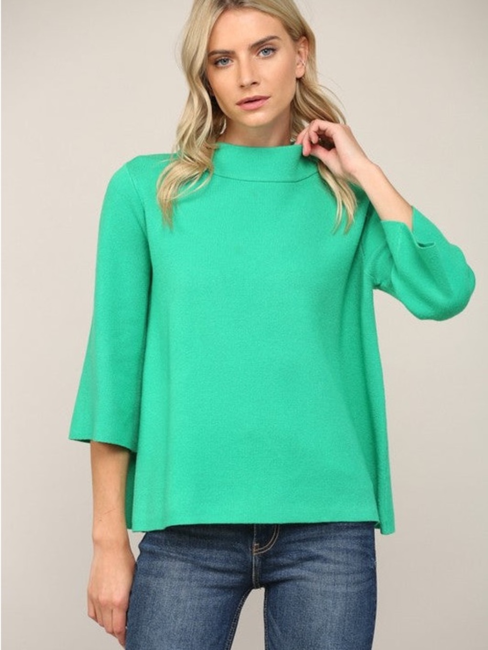 FATE by LFD Mock Neck Bell Sleeve Pullover Sweater